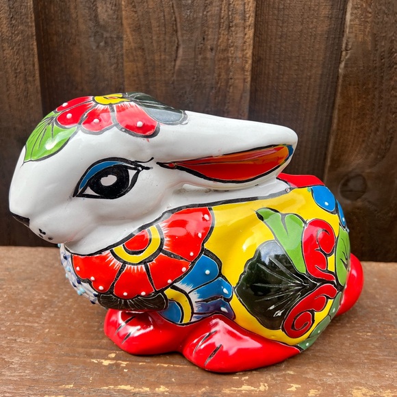 Colorful Ceramic Rabbit Planter, Pottery. - Picture 2 of 7